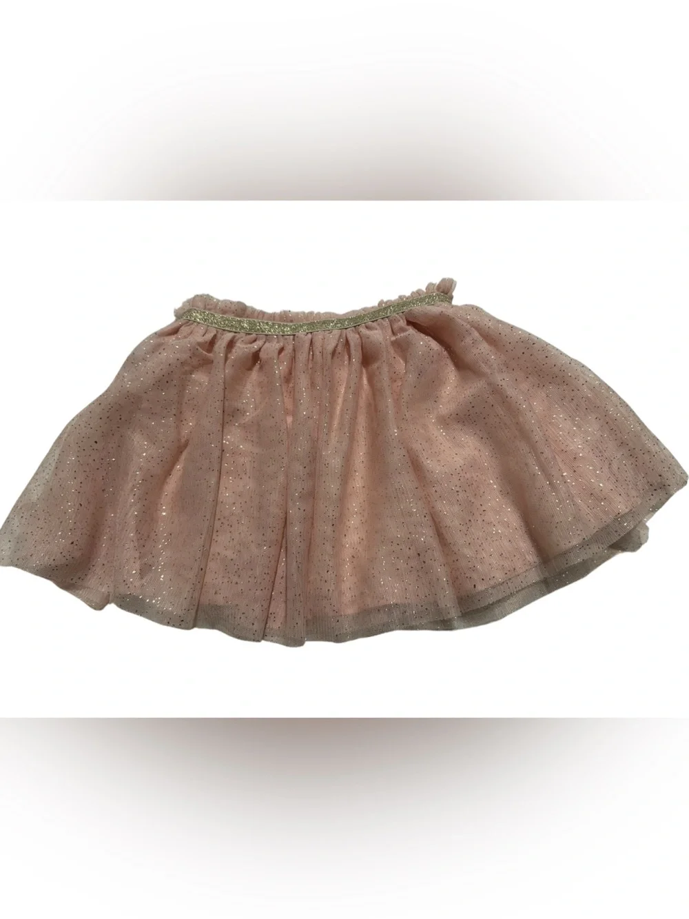Cat and Jack Sparkle Pink Tulle Skirt with Gold Waistband